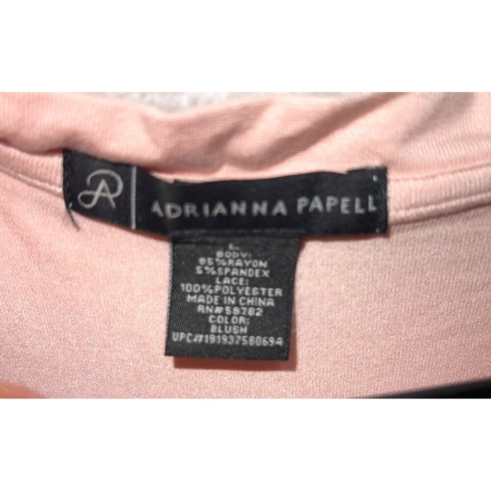 Adrianna Papell Large Womens Pink / Peach Crochet Short Sleeve Blouse - Picture 3 of 6